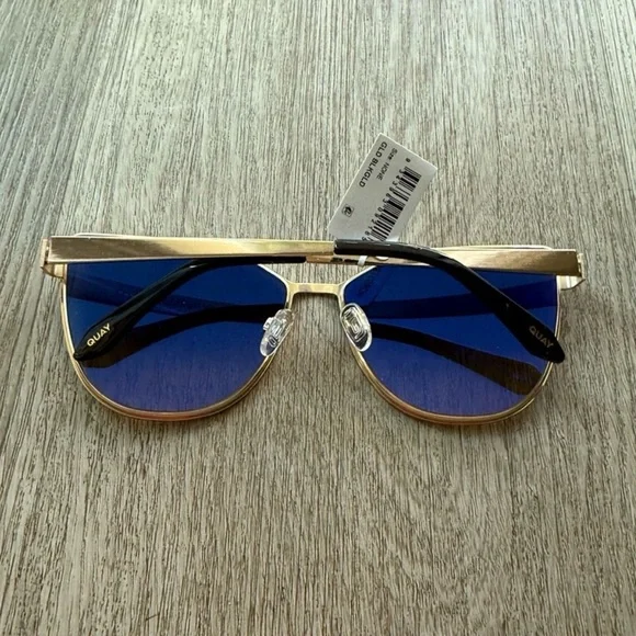 quay australia in pursuit brown gold oversized cat eye sunglasses eyewear NEW